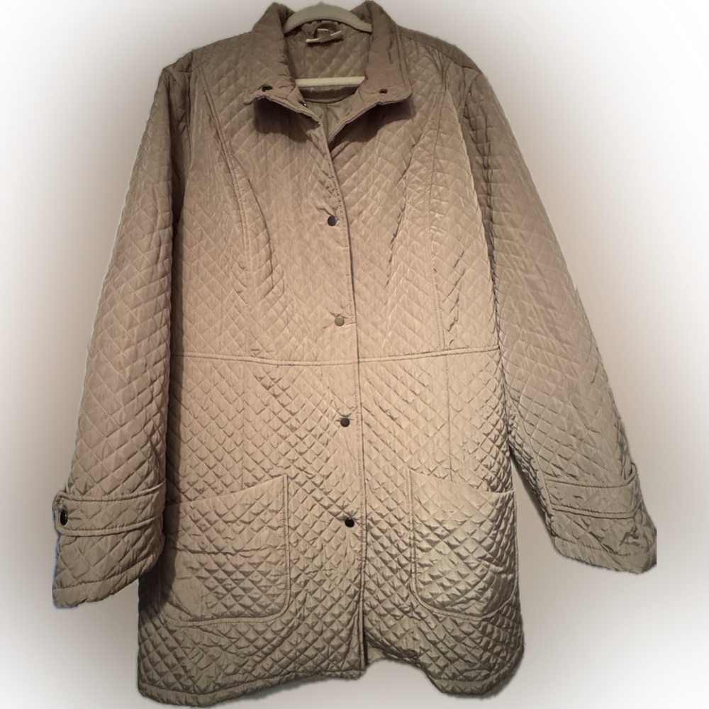 Norm Thompson Sz 3X Women's Quilted Tan Longer Jacket